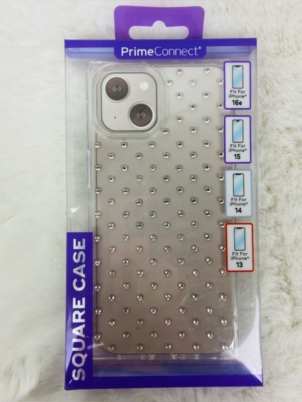 New prime connect Clear Rhinestone iPhone Case for iPhone 13 (Silver)